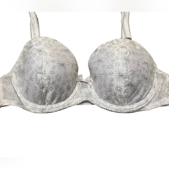 Victorias Secret Dream Angels Lined Bra Size 34D Lilac Purple Metallic Print - Picture 5 of 10